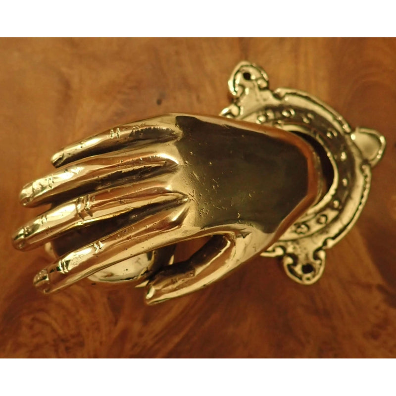 Door Knocker - Hand with Ball Solid Brass