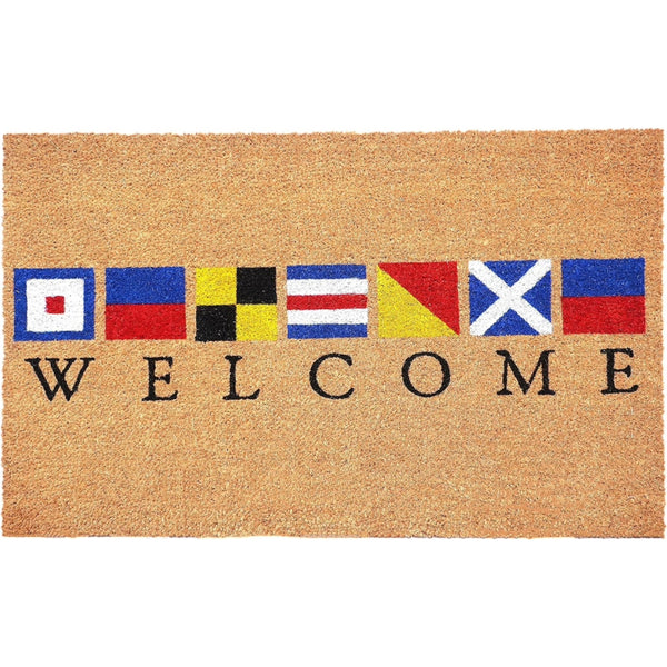Doormat Natural Blue and Red Coir Nautical Flag