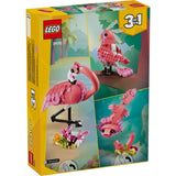 LEGO flamingo set packaging with multiple views of the model