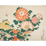 Colorful floral design with bee on a beige background