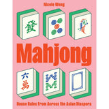 Book cover for 'Mahjong' by Nicole Wong, featuring a pink background with illustrated mahjong tiles and large orange title text.