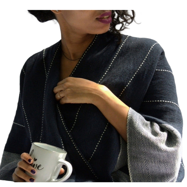 Jacket Anna - Black Handwoven Ethiopian Cotton
