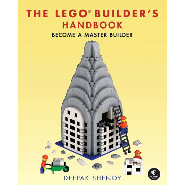 Book cover of 'The LEGO Builder's Handbook' with a yellow background and a LEGO model on it.