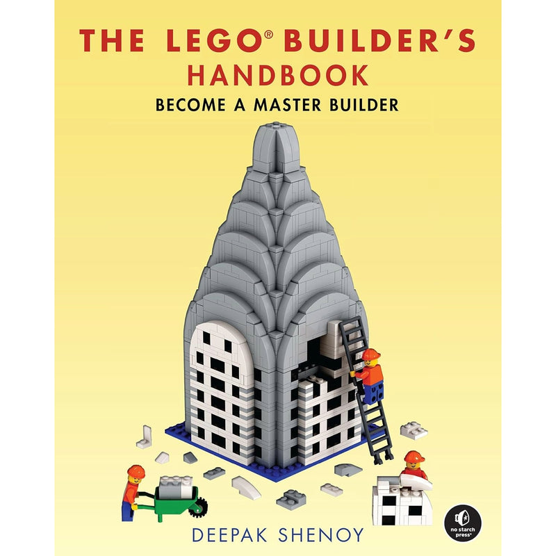 Book cover of 'The LEGO Builder's Handbook' with a yellow background and a LEGO model on it.