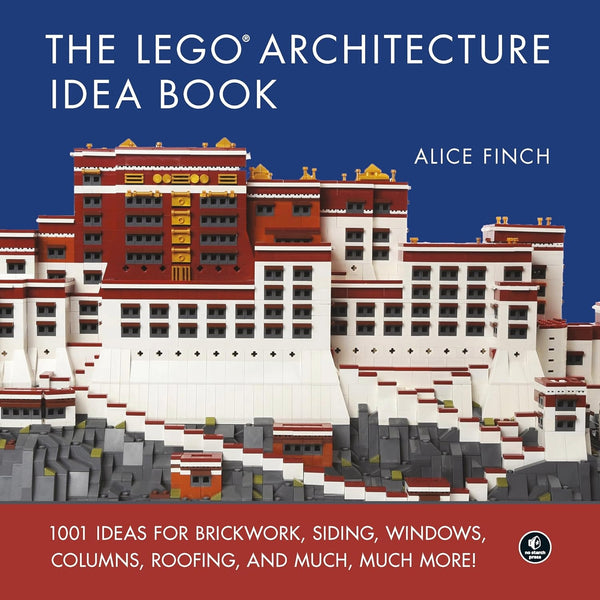 Book cover of 'The LEGO Architecture Idea Book' by Alice Finch with a LEGO model of a building.