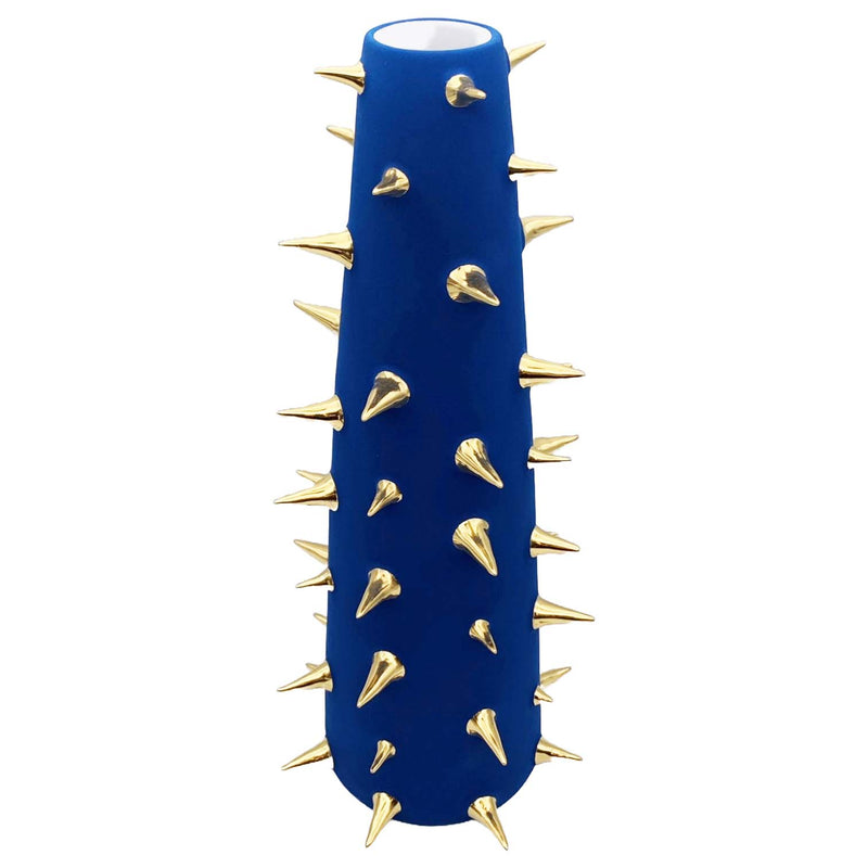 Cone Vase Navy Gold Thorns