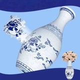 Blue and White puzzle vase on a blue background