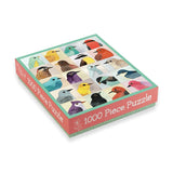 A 1000-piece jigsaw puzzle box featuring colorful illustrated birds on the lid, photographed on a clean white background.