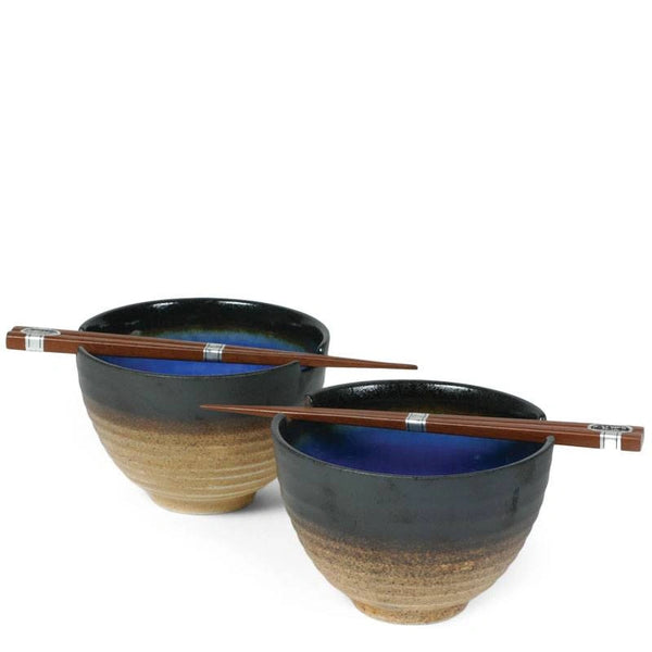 Cobalt Blue Bowl Set with Chopsticks