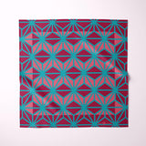 Japanese wrapping cloth in geometric patterns of pinks and aqua