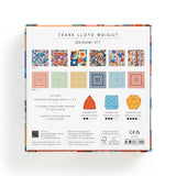 Back of an origami kit packaging with colorful designs and text.