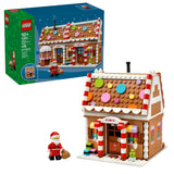 LEGO gingerbread house set with Santa figure and packaging