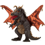 Dragon plush puppet with red wings on a white background