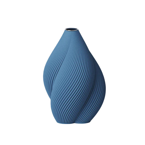 Blue textured vase on a white background