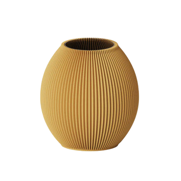 Orange textured vase on a white background