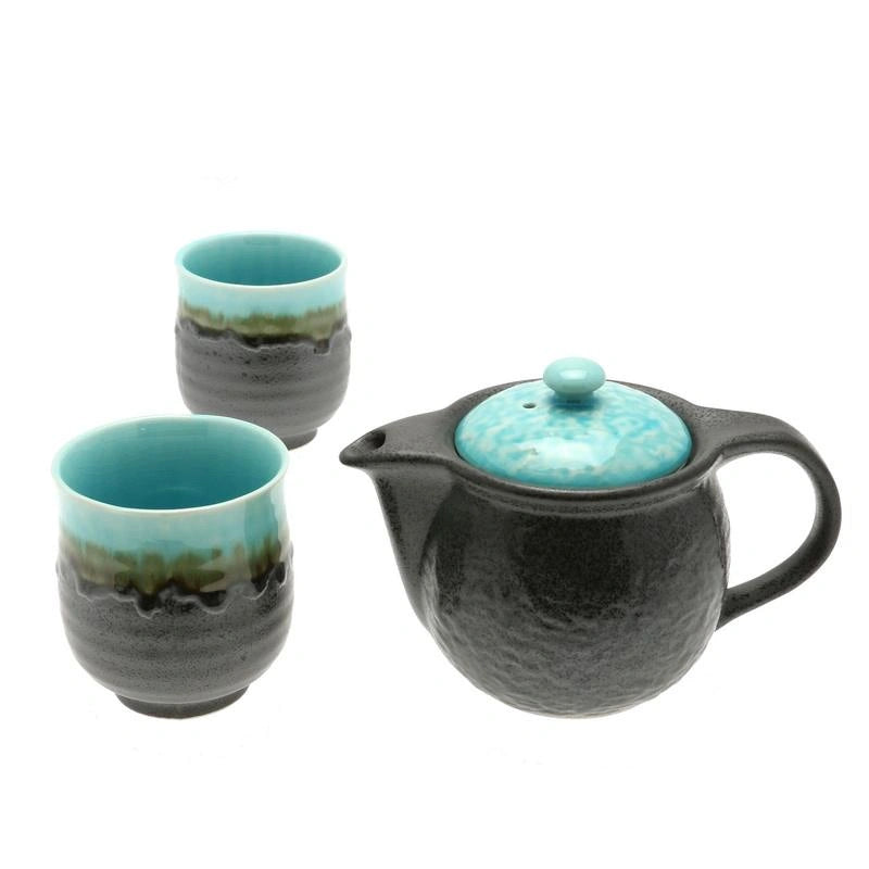 Teapot With 2 Cups Turquoise Sky