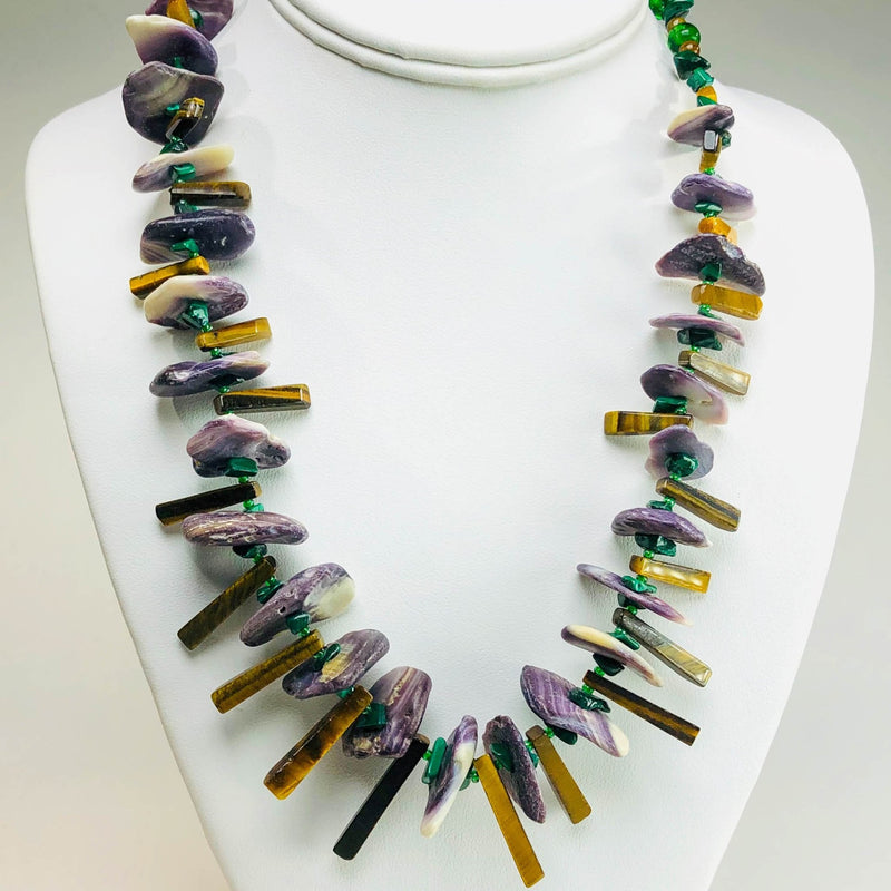 Tiger Eye and Wampum Necklace