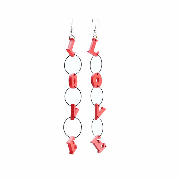 Earrings Small LOVE Chain Red