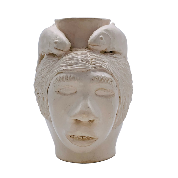 Inuit Sculpture - Vase With Fish - Lucy Sanertanut