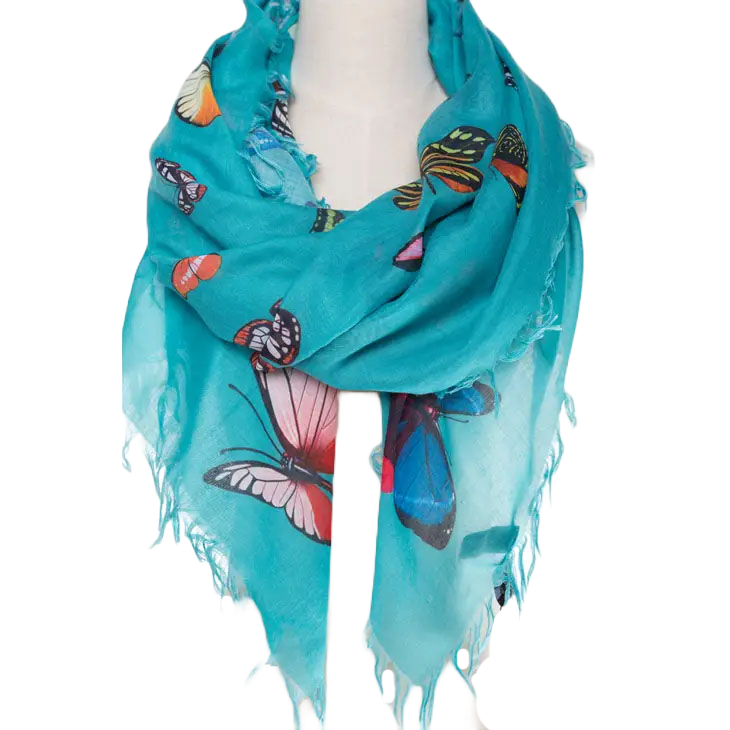 Scarf - Teal Butterfly