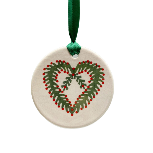 Ornament - Green Heart Quilt Detail