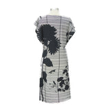 Dress Black Striped with Floral Graphic