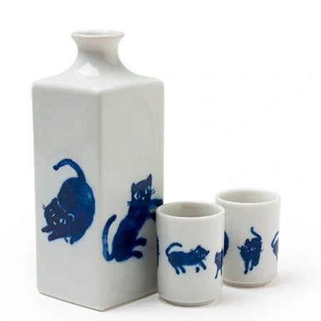 Sake Set - Blue Cats
