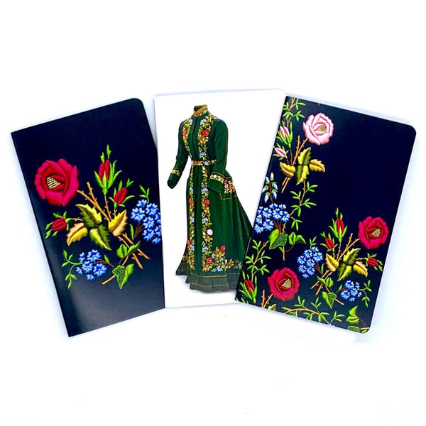 Mini Notebook - Embroidered Dressing Gown - Set of 3