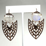 Moonstone and Rose Gold Shield Earring